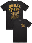 Smiles n Cries Tattoo gold logo tee