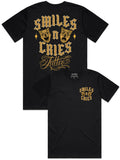 Smiles n Cries Tattoo gold logo tee