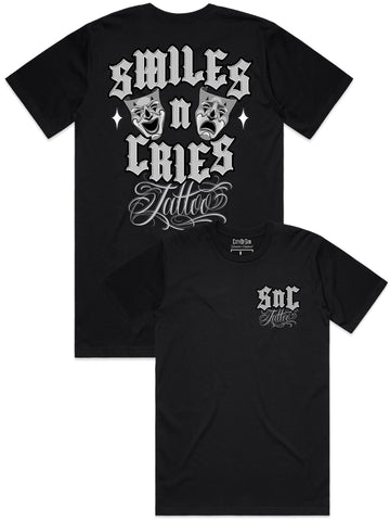 Smiles n Cries Tattoo grey logo tee